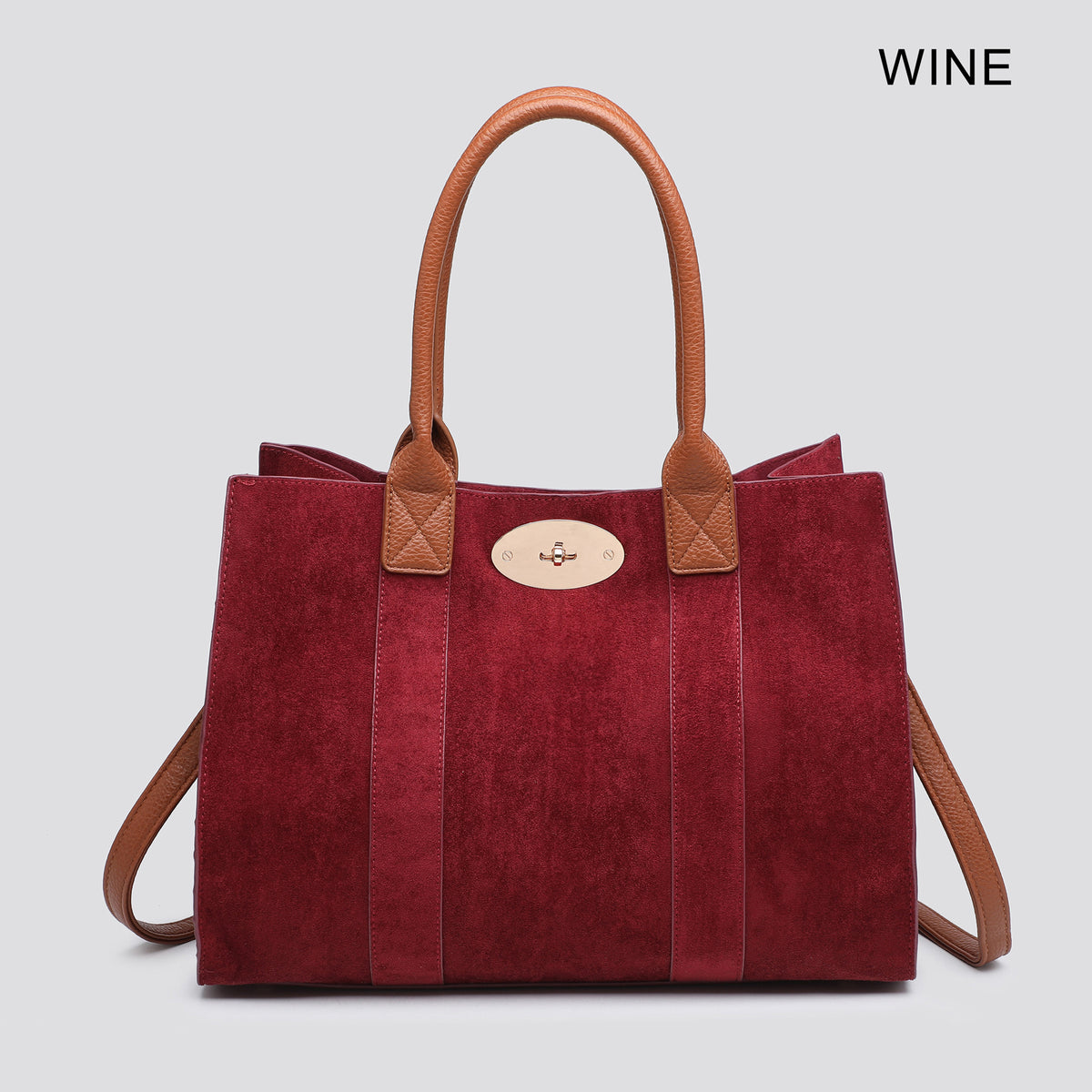 Designer Inspired bag with Pouch and Shoulder Strap - Wine