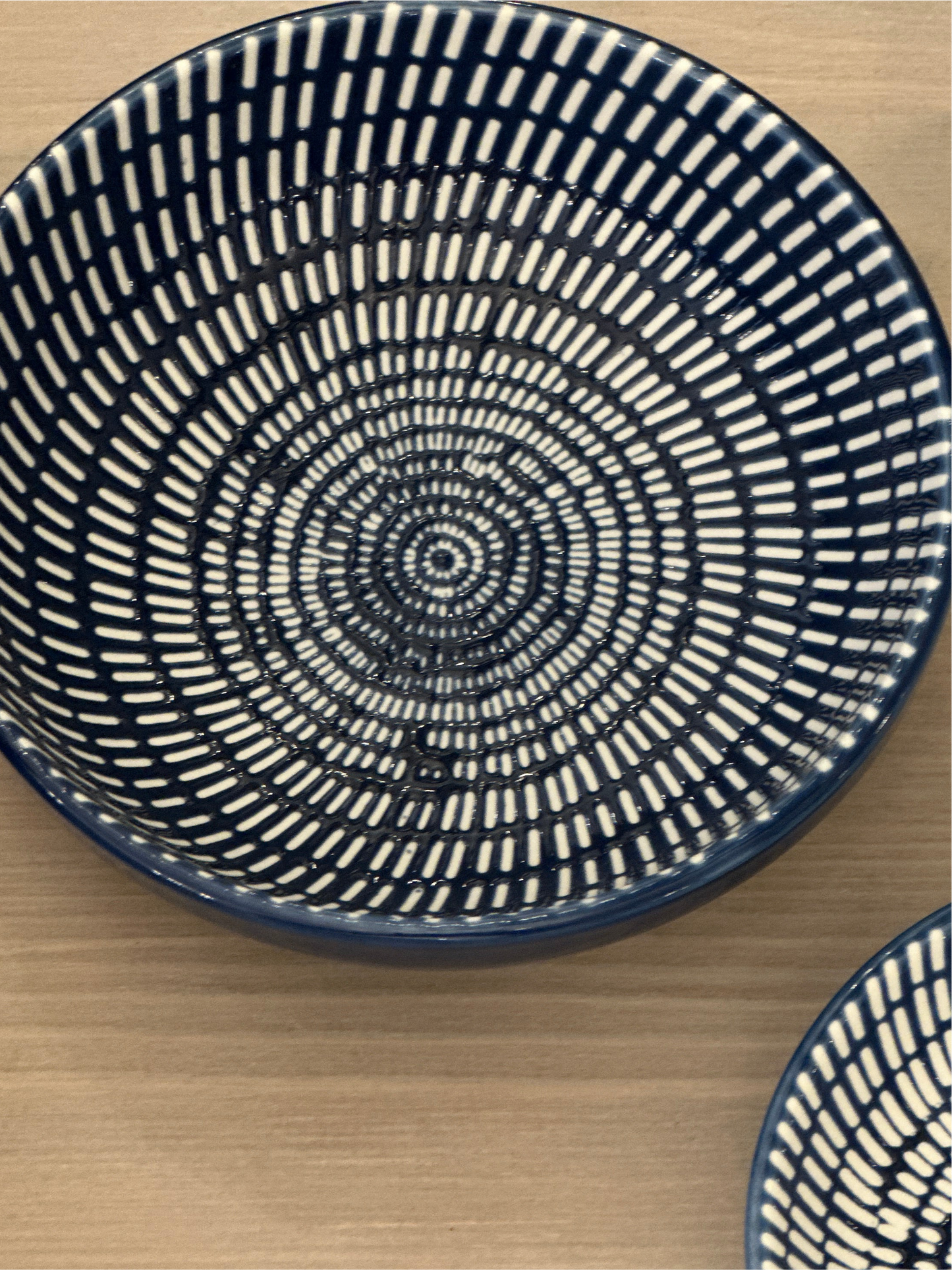 Navy Dash Round Trinket Dish - Large