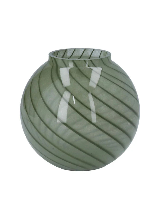 Green Spira Glass Ball Vase