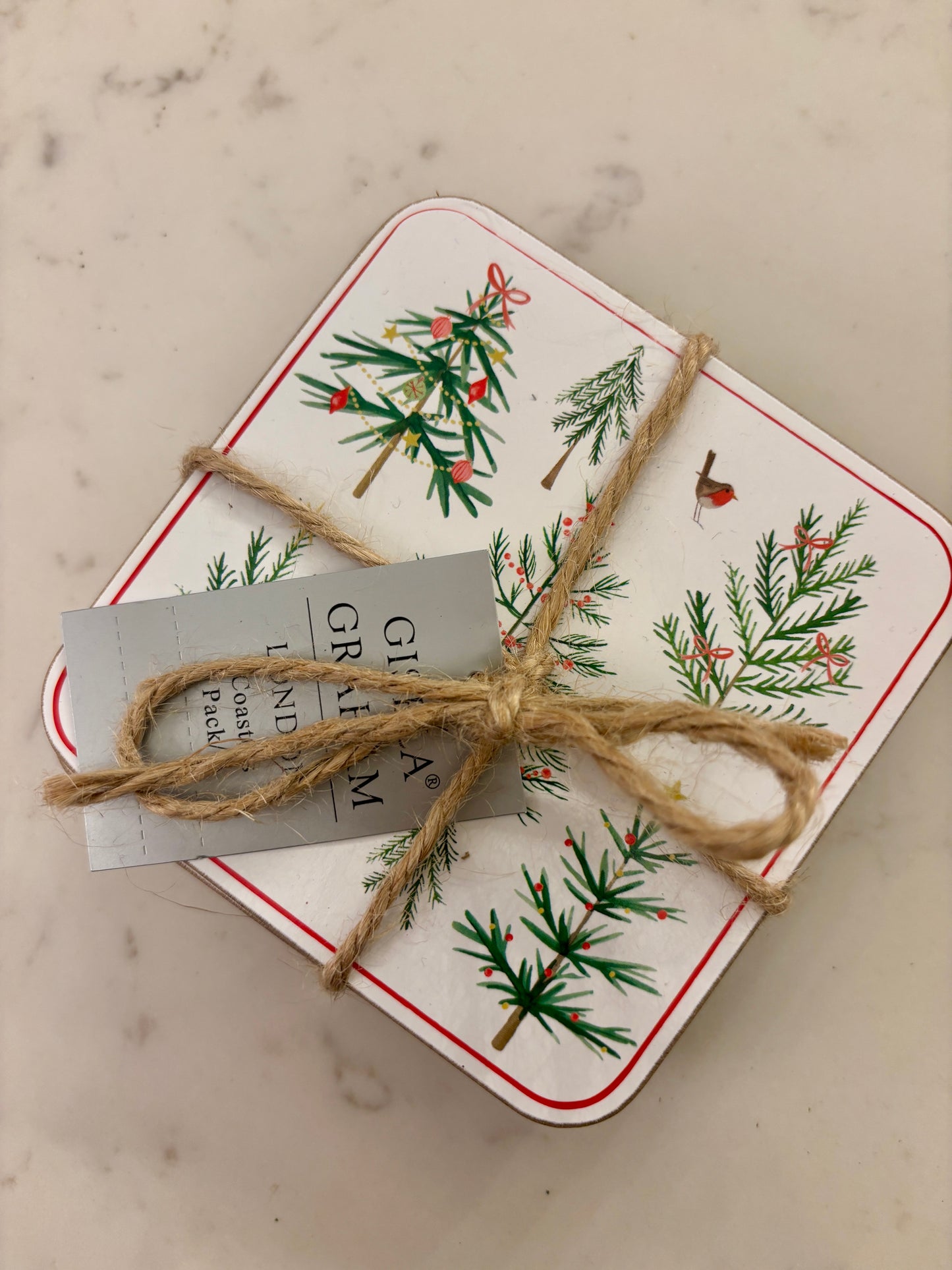 Xmas Trees Cork Base Coaster (pack of 4) christmas