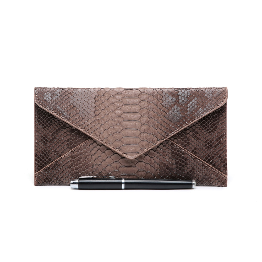 Chocolate Snake skin pouch Josefina Online