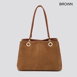 Designer Inspired Hand Held Bag with 3 Compartments - Tan