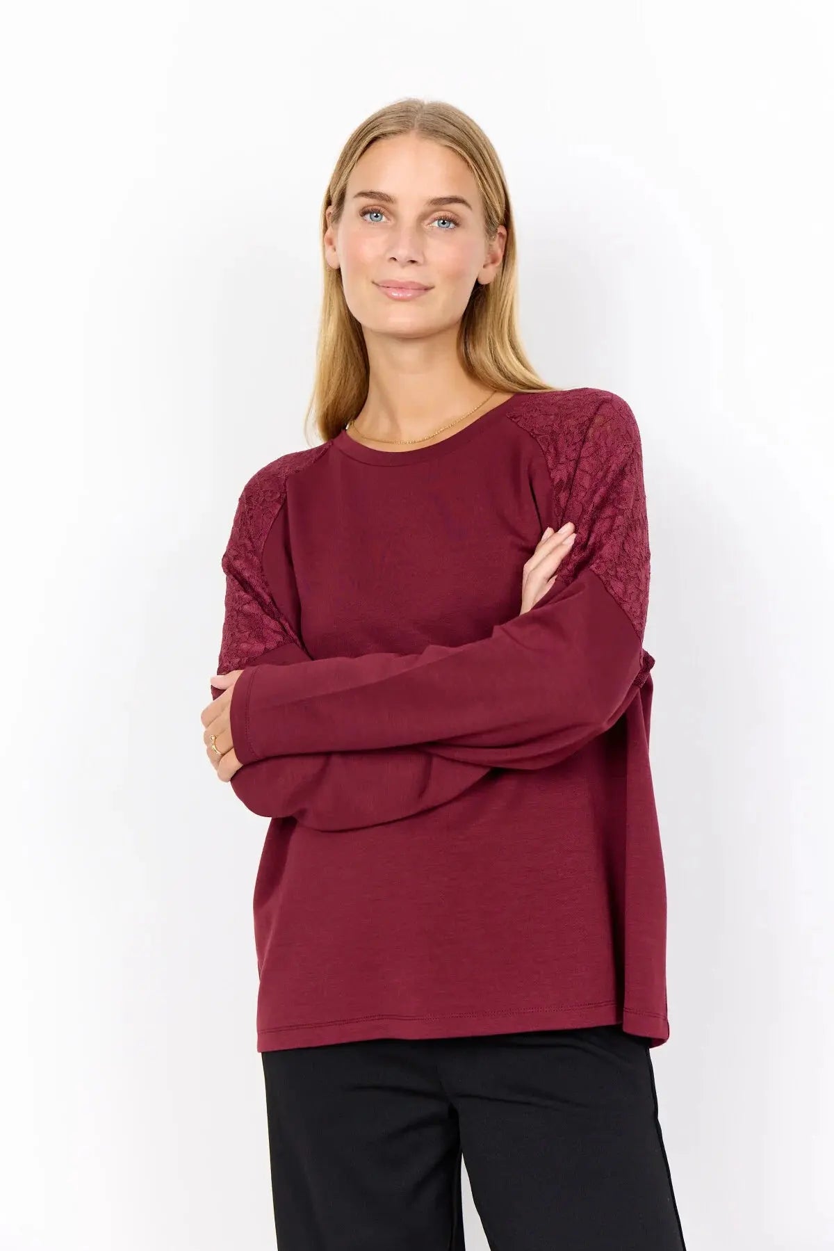 Burgandy Lace Sweatshirt Josefina Online