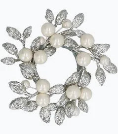 Champagne Glitter & Pearl Candle Ring - Small