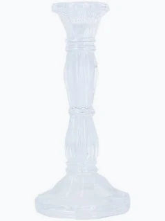 Clear Glass Moulded Candlestick - Large