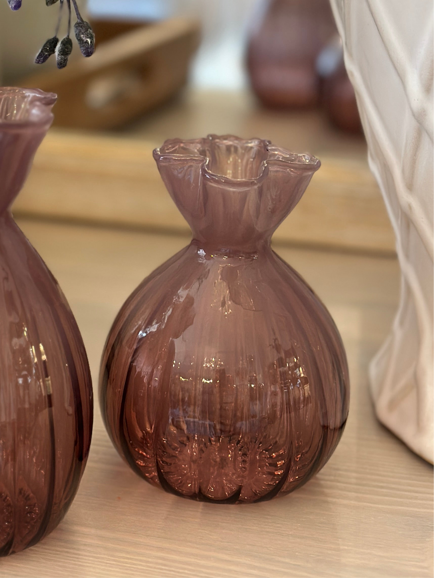 Mauve Glass Frill Top Bud Vase Josefina Online