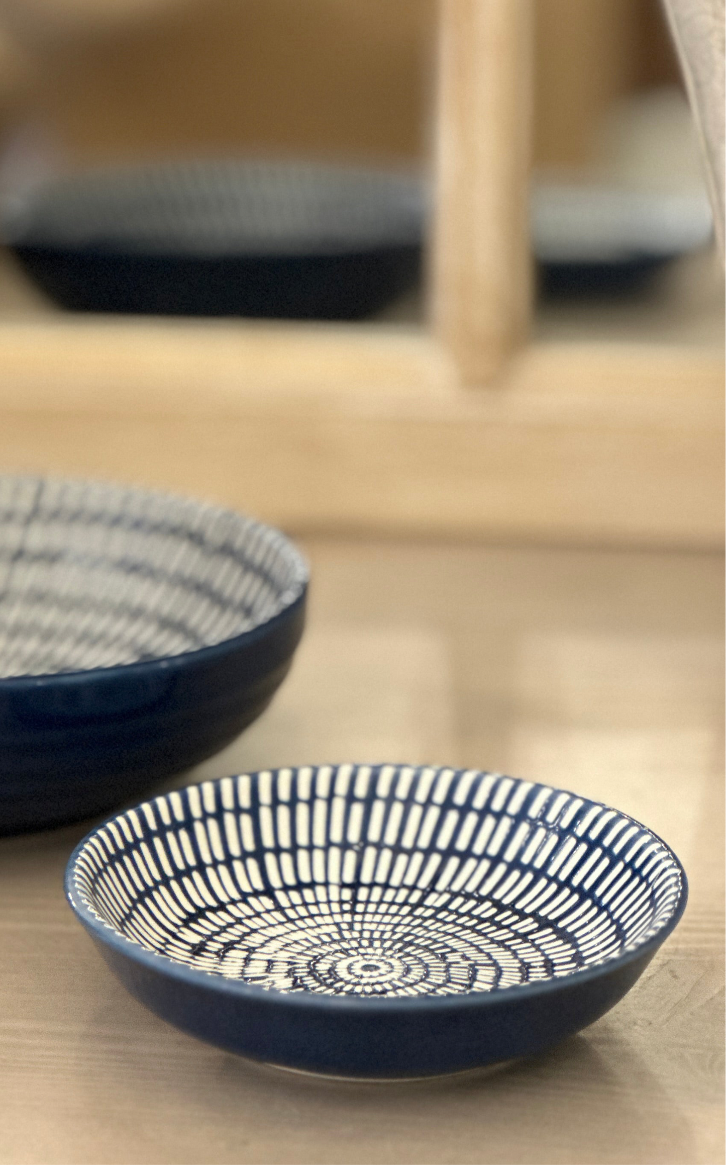 Navy Dash Round Trinket Dish - Small