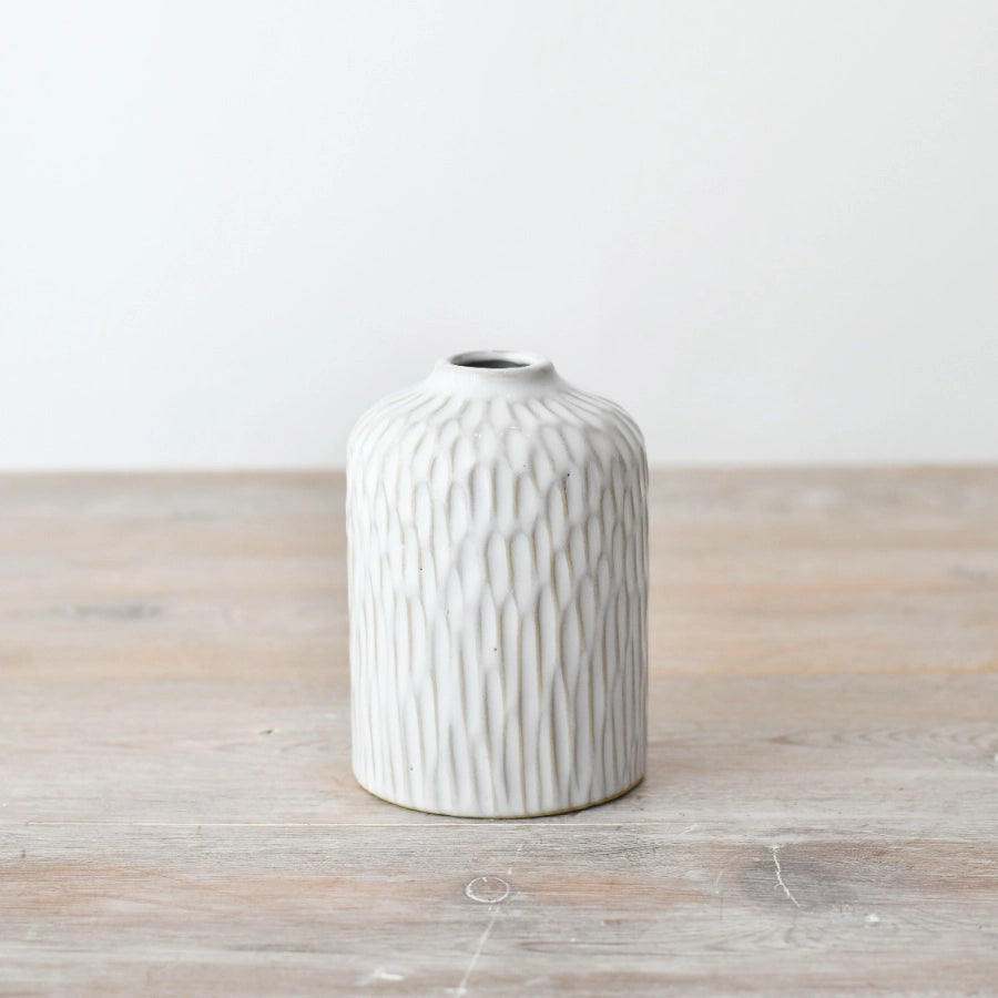 White textured vase