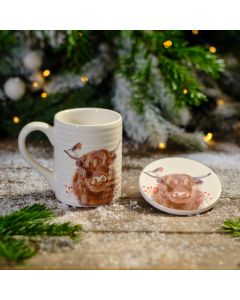 Highland Cow Mug & Coaster Set
