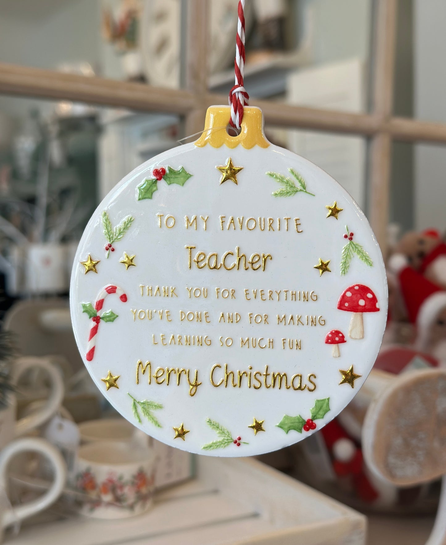 Teacher Ceramic Hanging Bauble/Coaster
