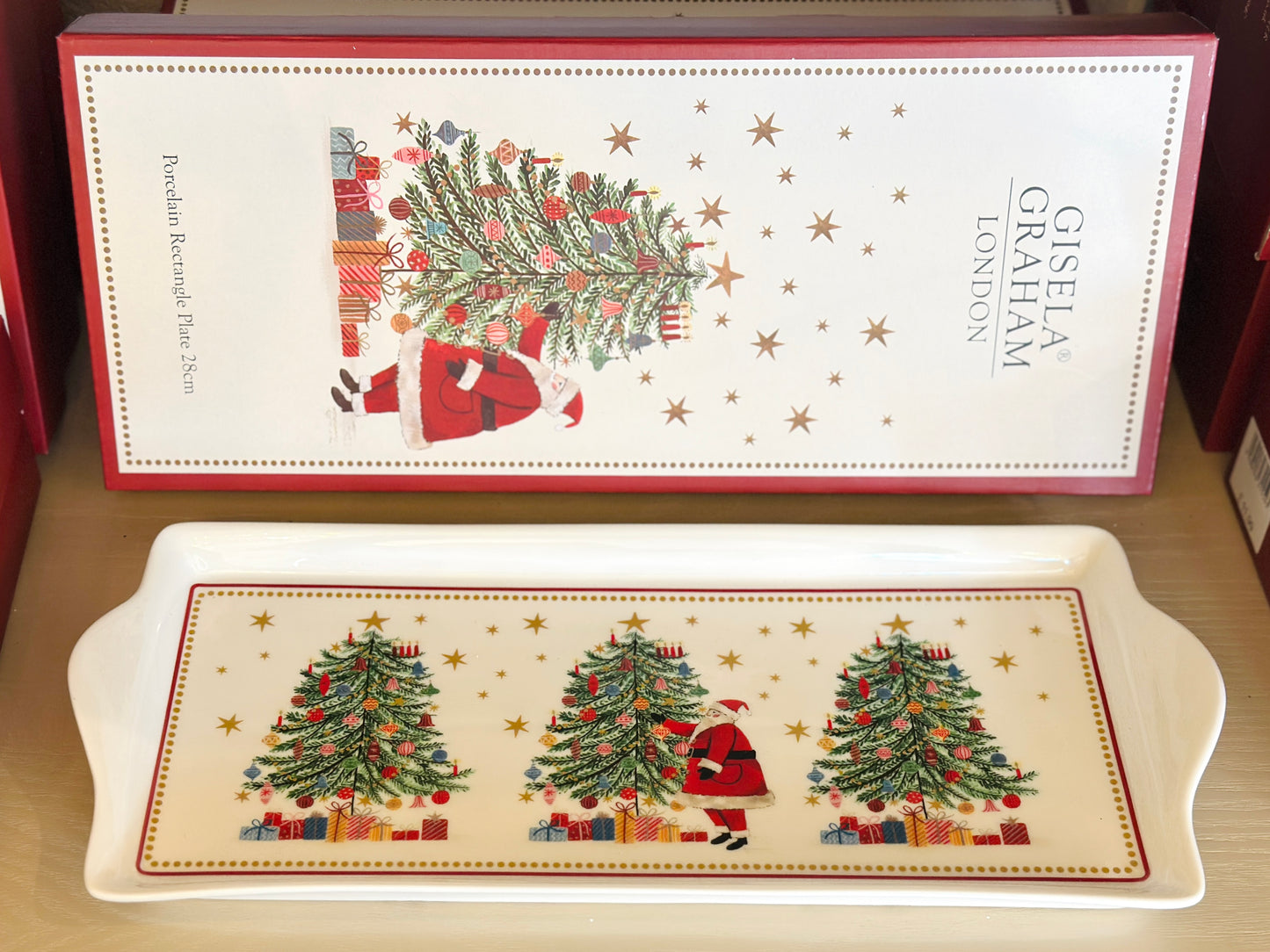 Nostalgia Santa/Tree New Bone China Rectangular Dish christmas
