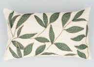 Embroidered Leaves Cushion with Pad