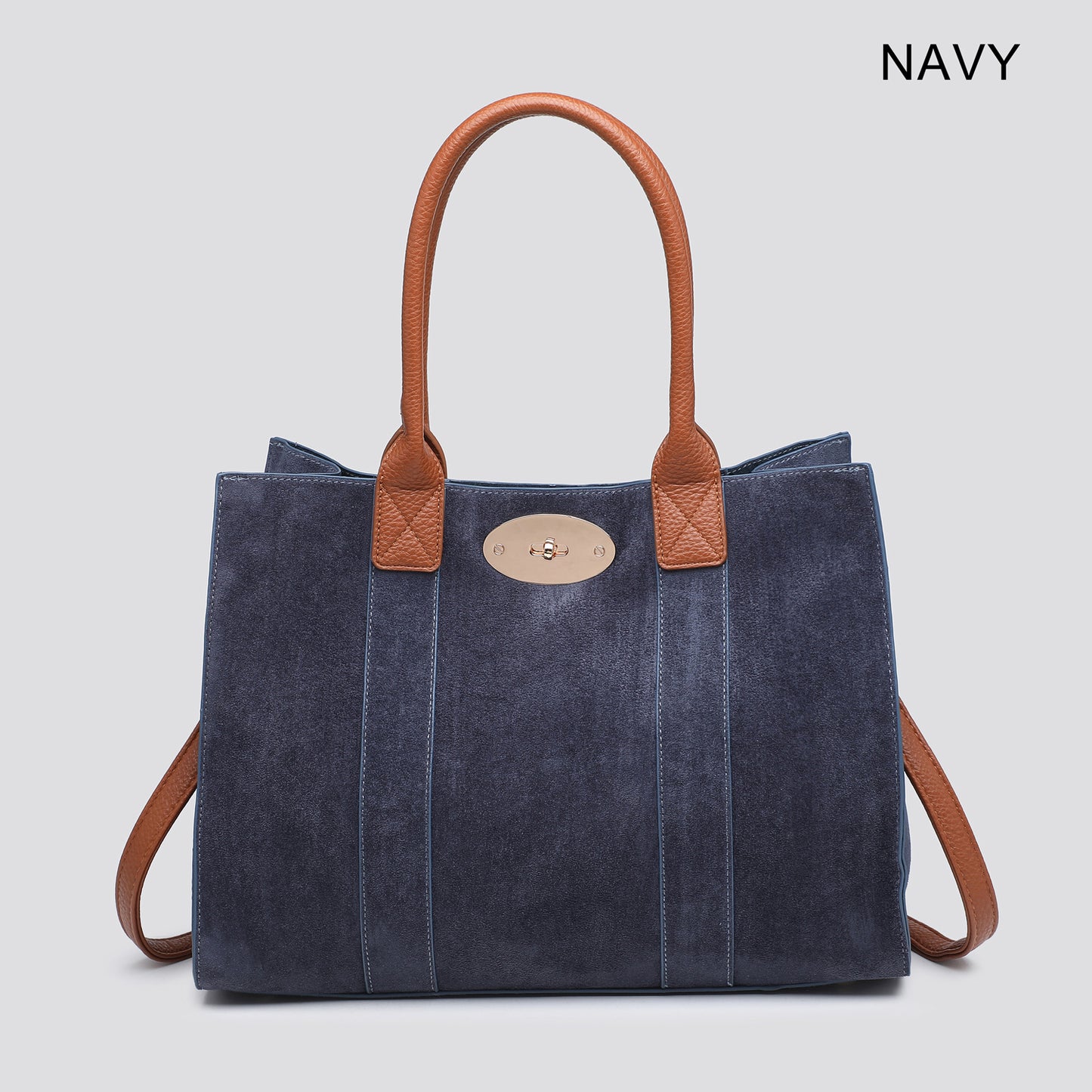 Designer Inspired bag with Pouch and Shoulder Strap - Navy