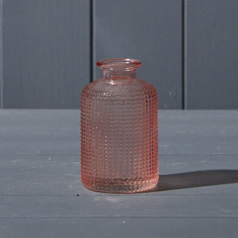 Pink Dimpled Glass Bottle/Bud Vase