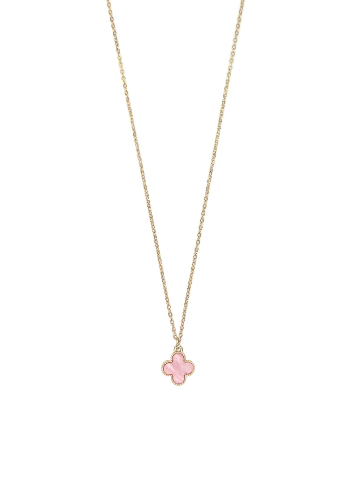 Clover Pink on Gold Necklace