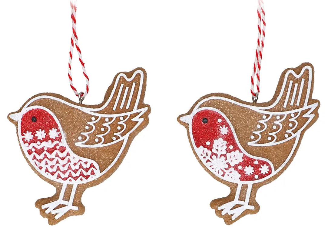 Resin Gingerbread Robin - White Iced (7cm)