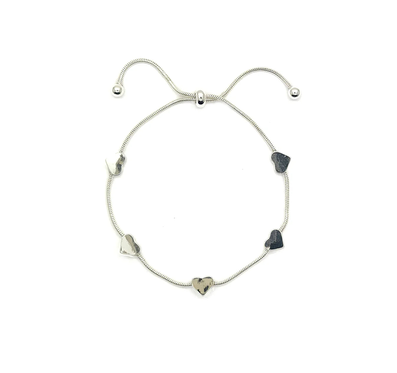5 hearts slider bracelet -Silver colour Josefina Online