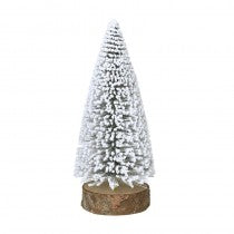 White Brush Tree on Wooden Base