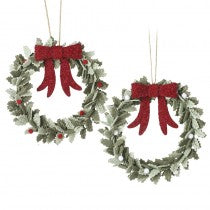 Felt Holly Leaf Wreath with Red Bow Mix