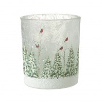 Snowy Trees Scene Candle Holder