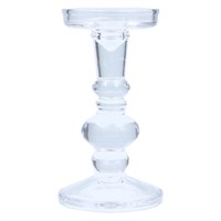 Clear Glass Ball Candlestick or Church Candle Holder