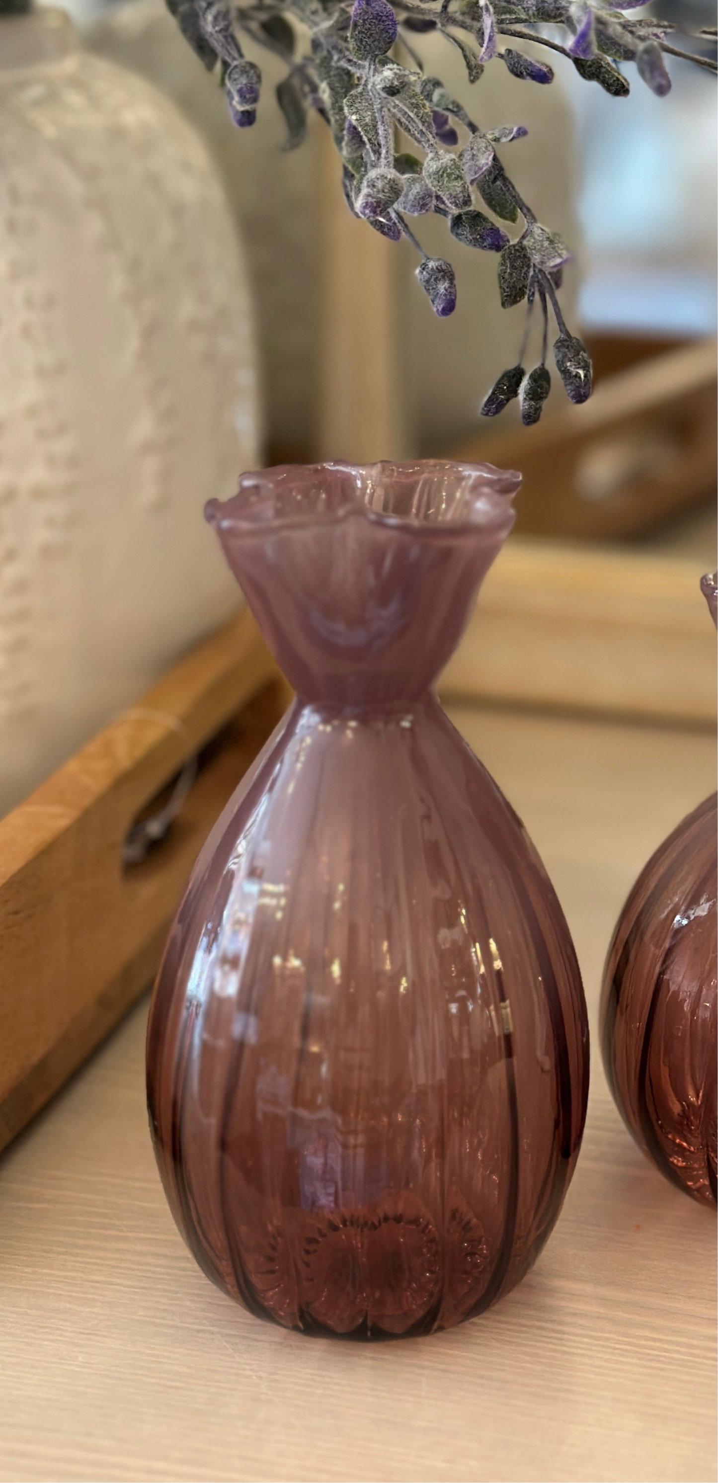 MauveGlass Frill Top Tall Bud Vase Josefina Online