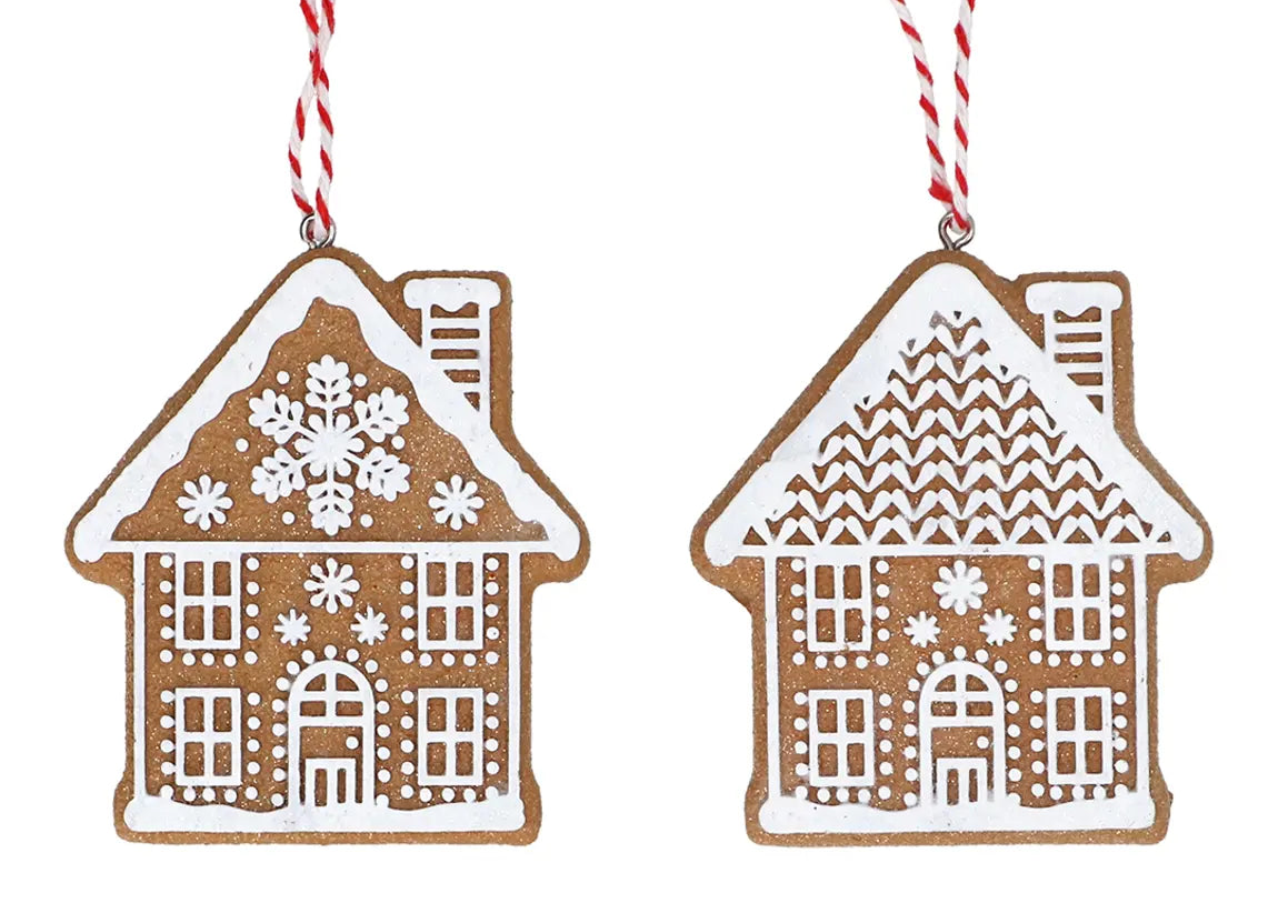 Resin Gingerbread 2D House - White Iced (7cm)
