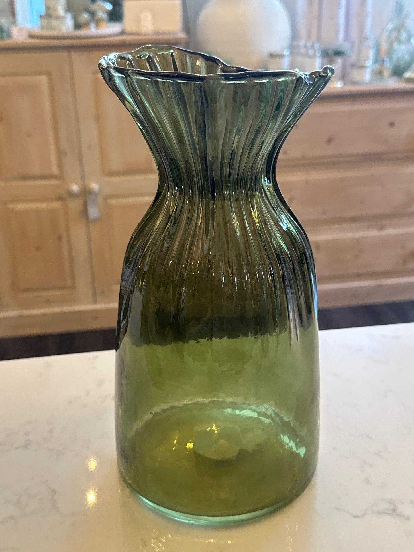Green Glass Scrunch Vase - Large Josefina Online
