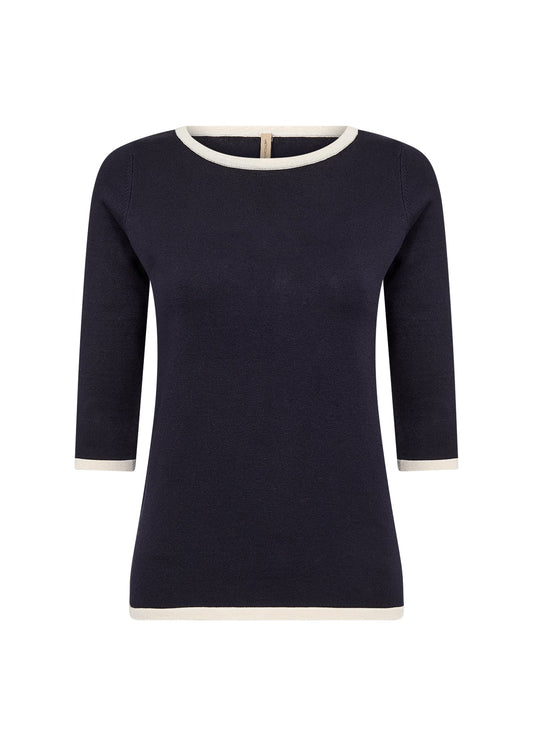 Soya Concept - Navy Combi Fine Knit Josefina Online