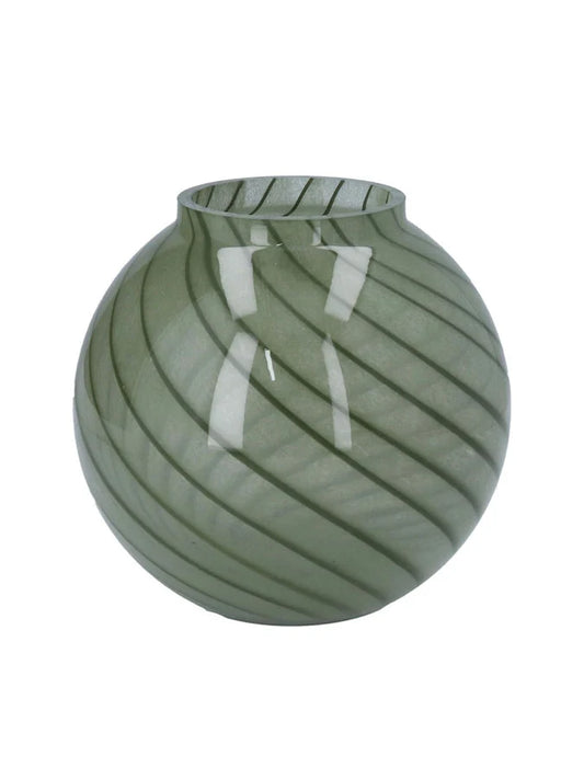 Green Spira Glass Ball Vase