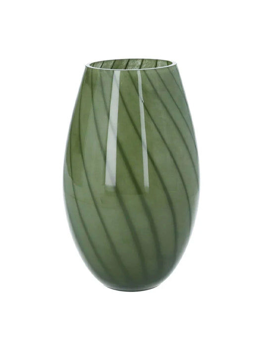 Green Spira Glass Ogee Vase