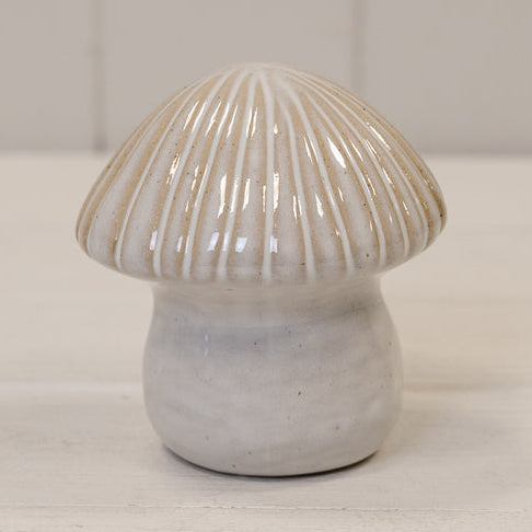 Medium Glazed Ceramic Mushroom Ornament with Textured Detail