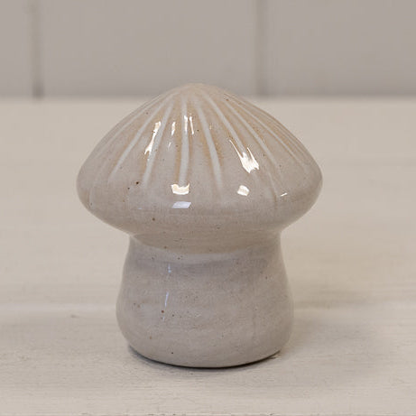 Medium Glazed Ceramic Mushroom Ornament with Textured Detail