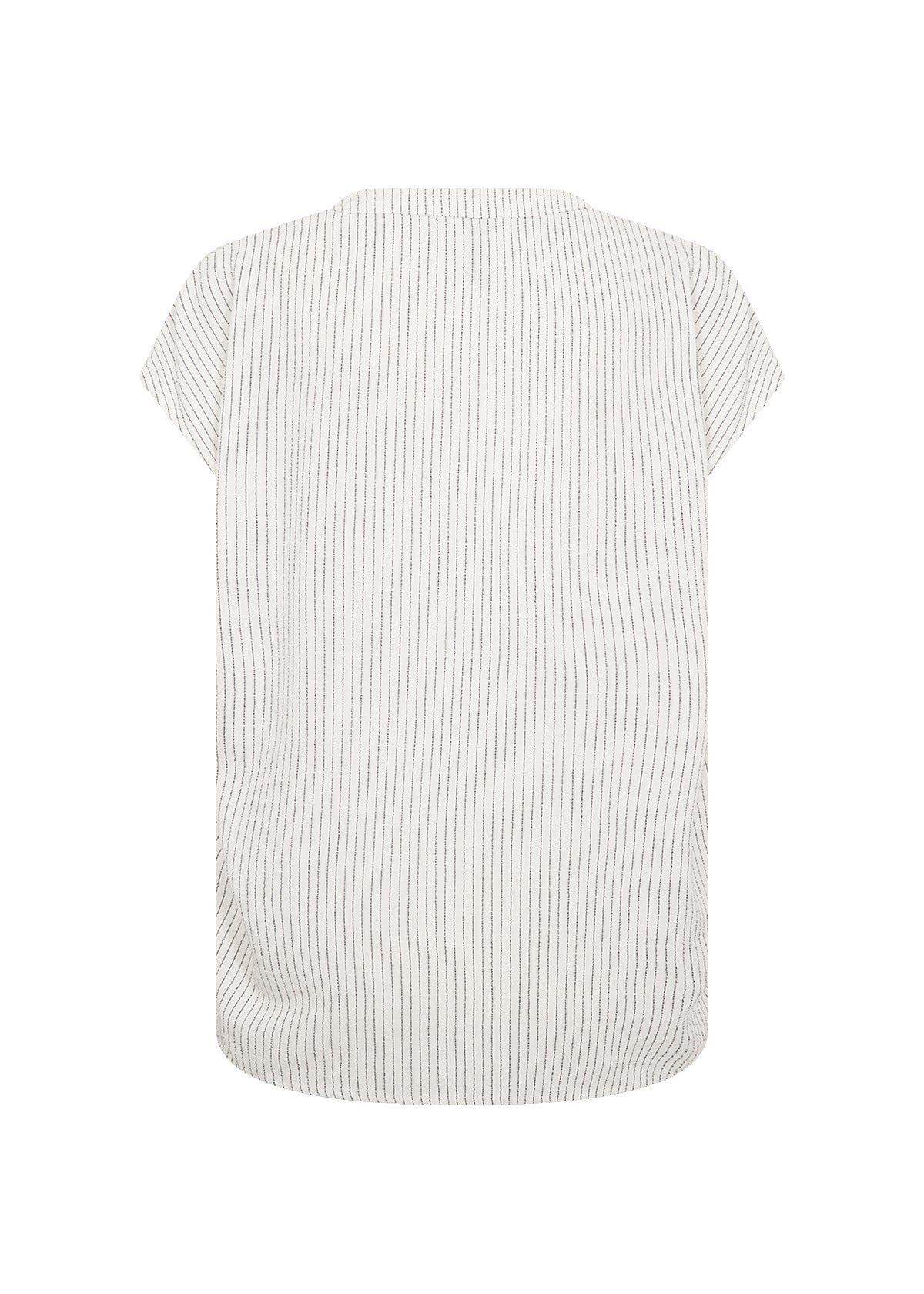 V Neck Pinstripe Top - white with Black stripe
