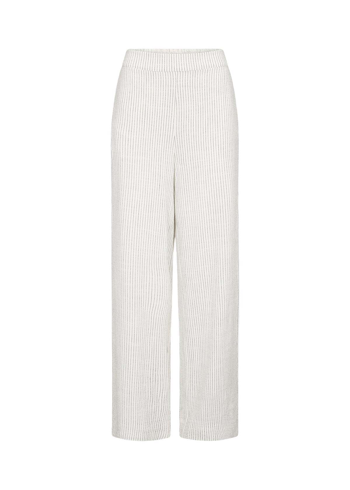 Linen blend trousers  -White with Blck stripe