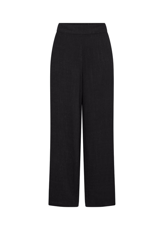 Linen blend trousers  - Black