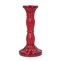 Red Glass Moulded Candle stick Medium
