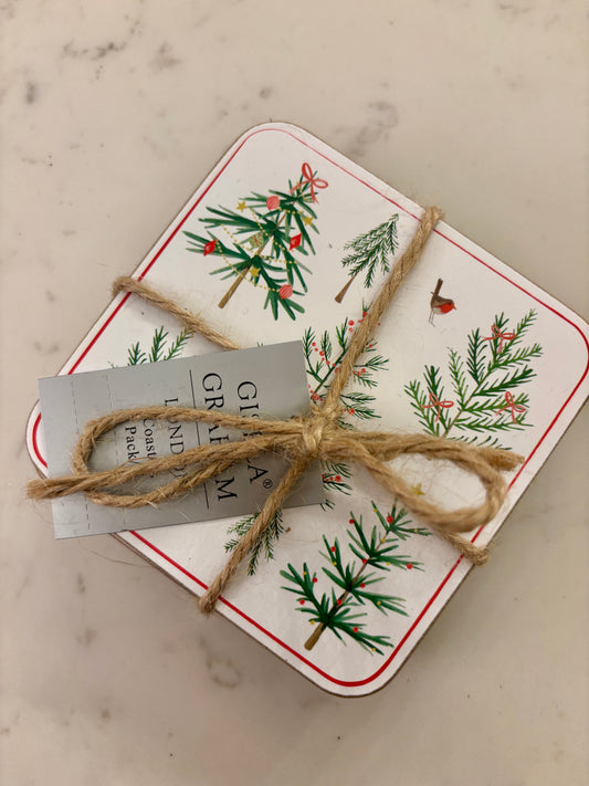 Xmas Trees Cork Base Coaster (pack of 4) christmas