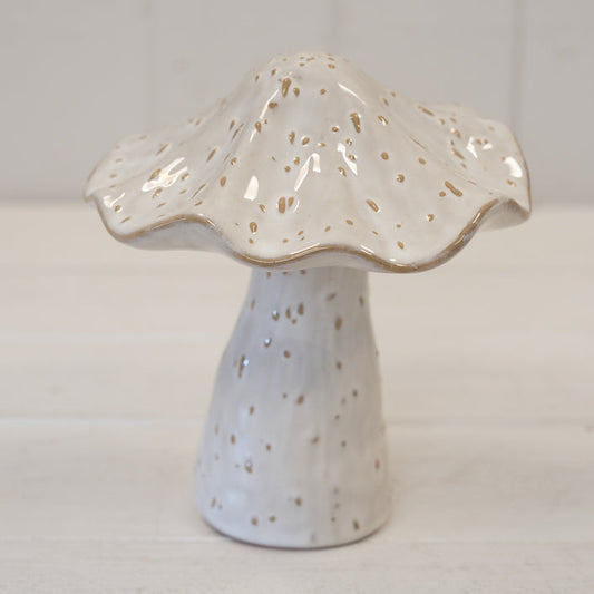 Stoneglazed Speckled Ceramic Mushroom Ornament
