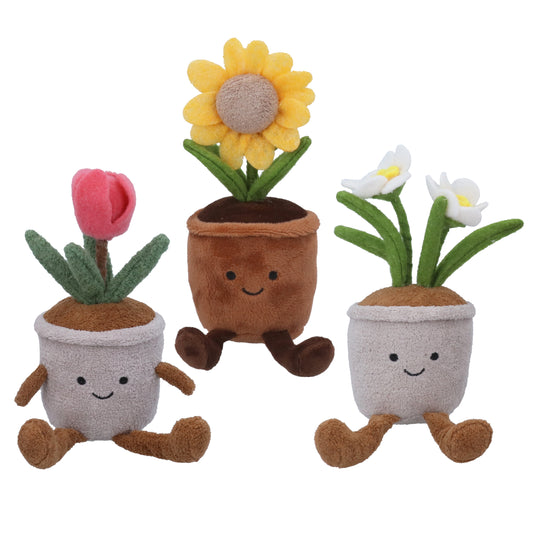 'Plush Potted Flowers' Shelf Sitter