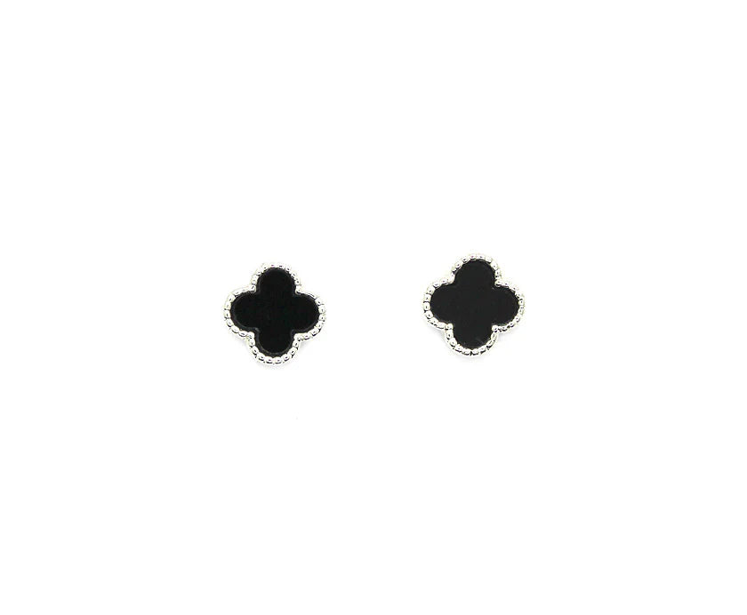 Clover Black on Silver Earrings Josefina Online