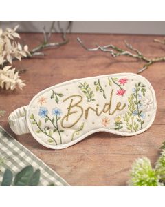Wedding Bride Embroidery & Glass Beads Velvet Eye Mask