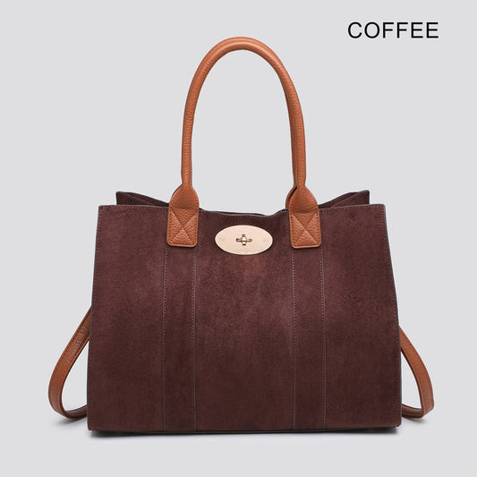 Designer Inspired bag with Pouch and Shoulder Strap - Tan
