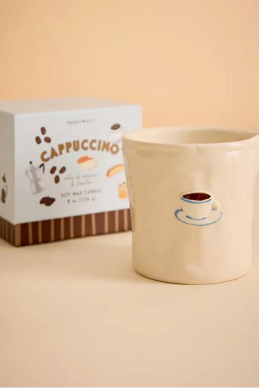 Cappuccino Ceramic Jug Candle - Notes of Caramel, Vanilla, Chocolate & Cherry.