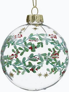 Glass Ball (8cm) -Clear/Mistletoe Garland