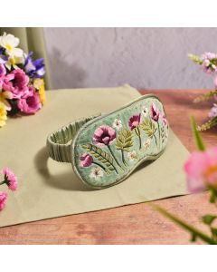 Floral Serenade Flower Embroidery & Glass Beads Velvet Eye Mask