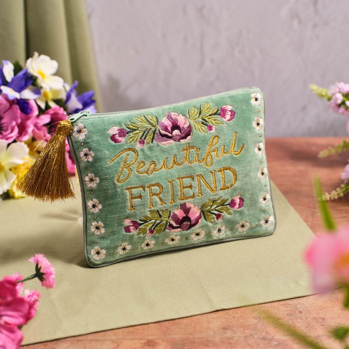Floral Serenade Beautiful Friend Flower Embroidery & Glass Coin Purse Josefina Online