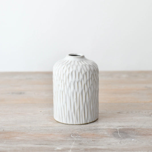 White textured vase 
