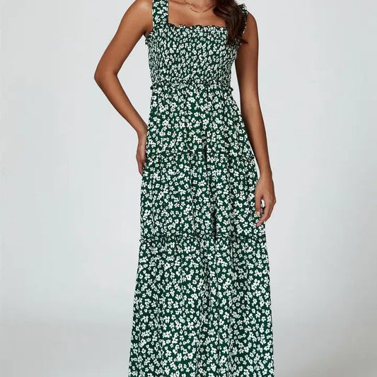 Floral Print Hem Detail Tiered Maxi Dress Josefina Online