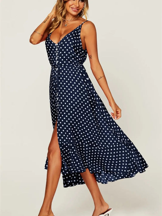 Button Down High Low Strappy Dress Josefina Online